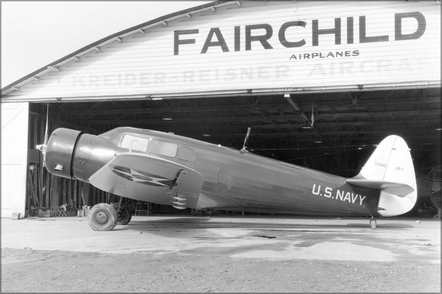 Poster, Many Sizes; Us Navy Fairchild Jk-1 Fairchild Airplanes Hangar, Circa 193