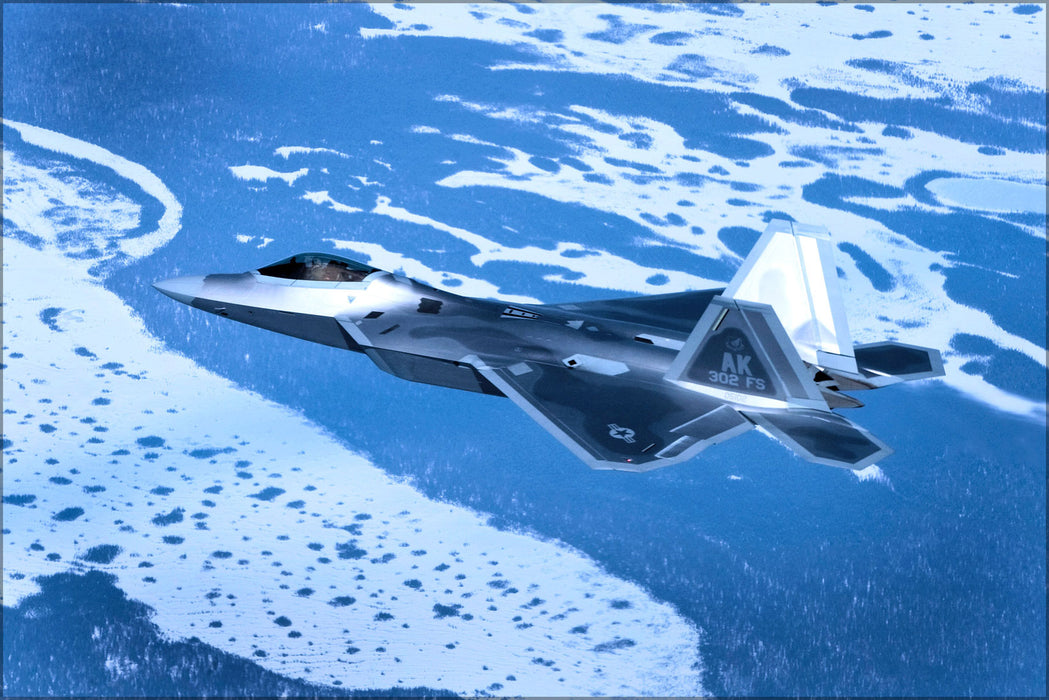 24"x36" Gallery Poster, 477th Fighter Group F 22 Raptor