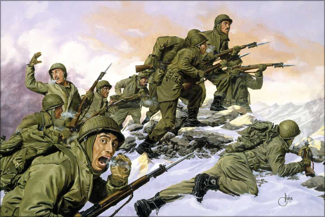 24"x36" Gallery Poster, 65th Infantry Regiment bayonet charge Korean War 05_19