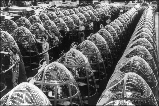 24"x36" Gallery Poster, A-20 havoc attack bombers. Women workers at the Long Beach, California plant of Douglas Aviation Company groom lin