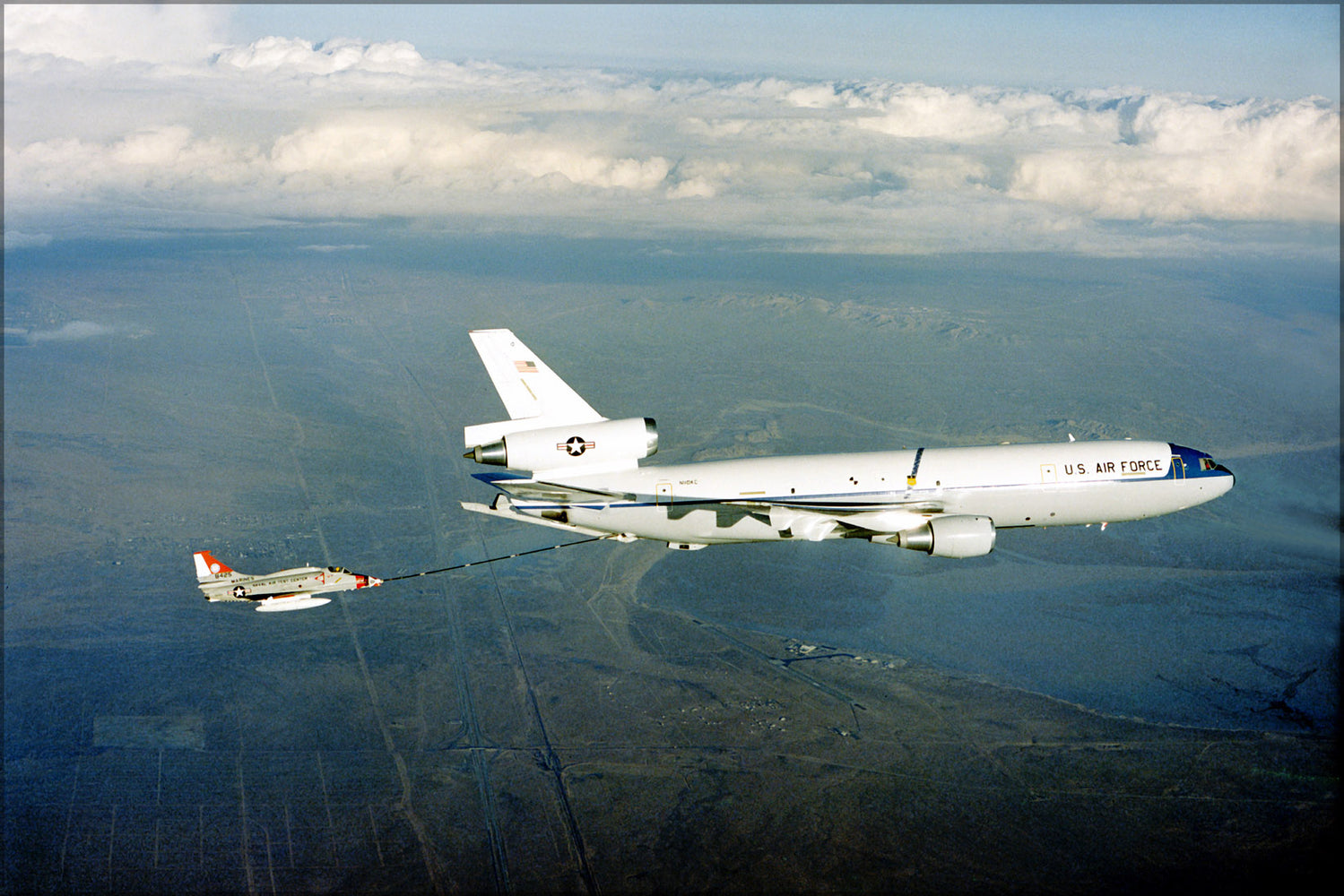 24"x36" Gallery Poster, A-4M Skyhawk refuels from Air Force KC-10A Extender in 1982
