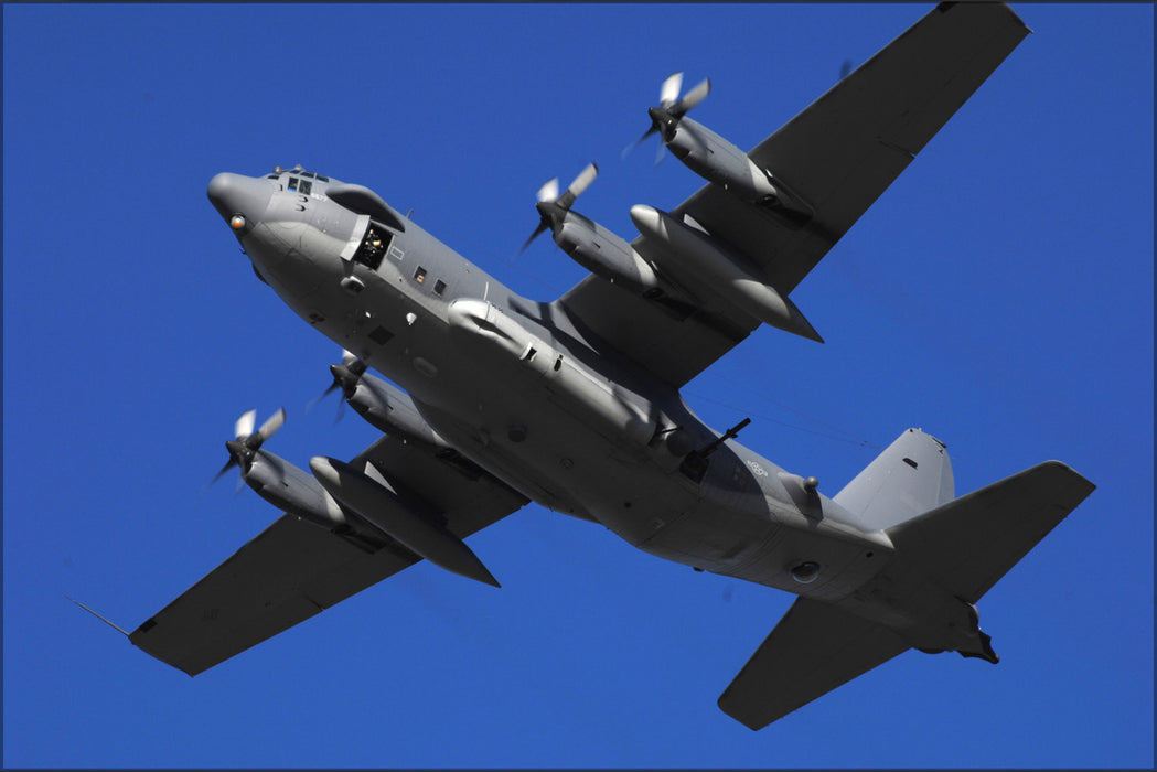 24"x36" Gallery Poster, AC-130H spectre hercules gunship flies over Hurlburt Field