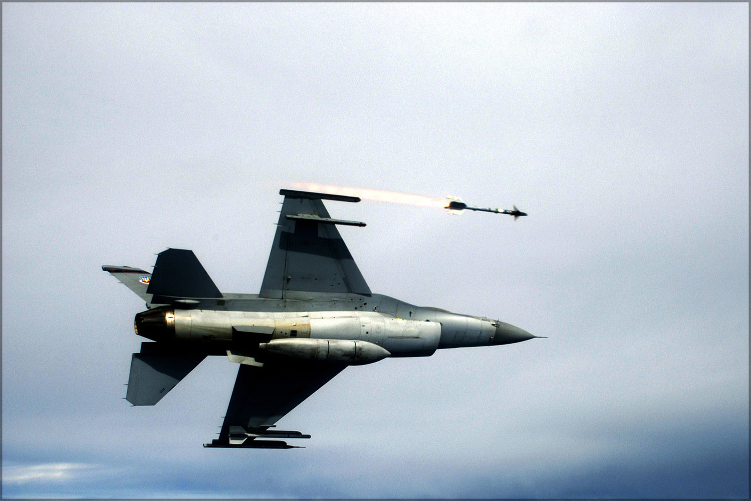 24"x36" Gallery Poster, AIM-9 Sidewinder heat-seeking missile F-16C Fighting Falcon