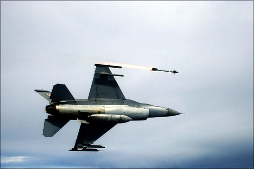 24"x36" Gallery Poster, AIM-9 Sidewinder heat-seeking missile F-16C Fighting Falcon