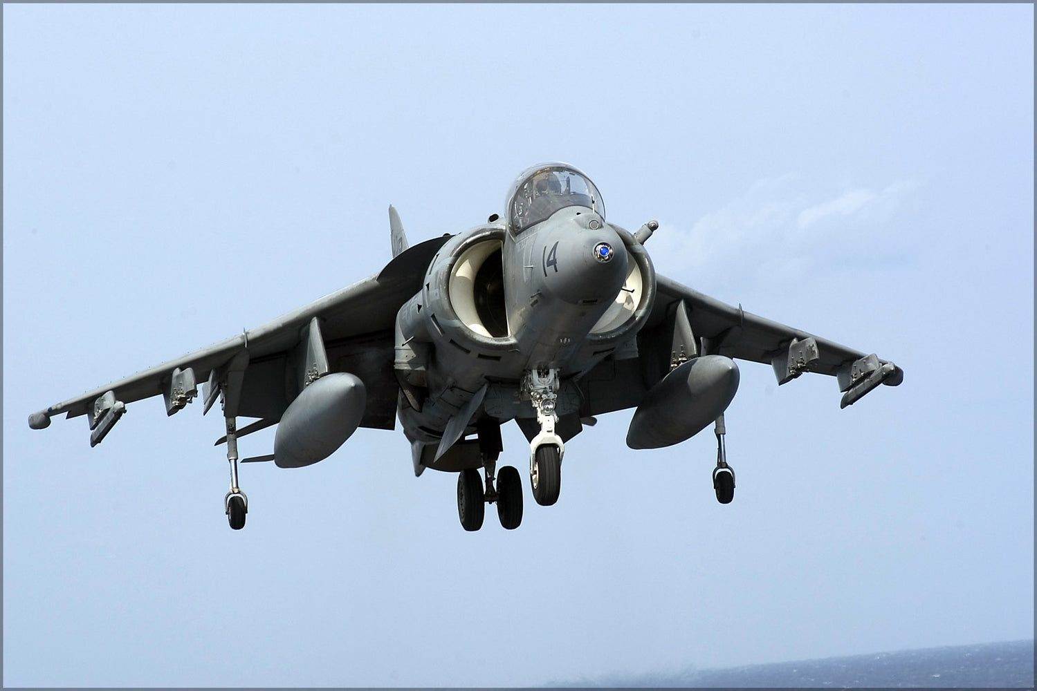 24"x36" Gallery Poster, AV-8B AV-8 Harrier II lands aboard USS Nassau