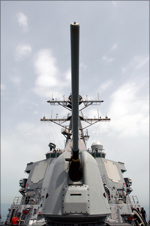 24"x36" Gallery Poster, Aboard the U.S. Navy guided missile destroyer USS Donald Cook (DDG 75), a 54 caliber MK-45 five-inch lightweight gun