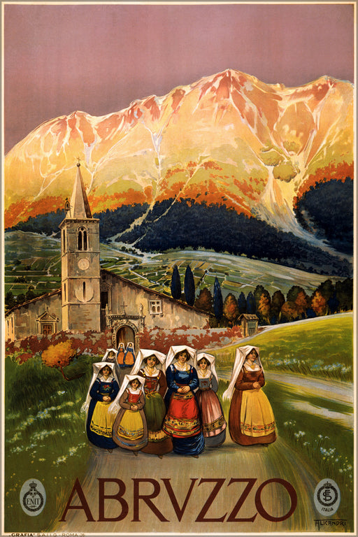 24"x36" Gallery Poster, Abruzzo Italy travel poster 1910