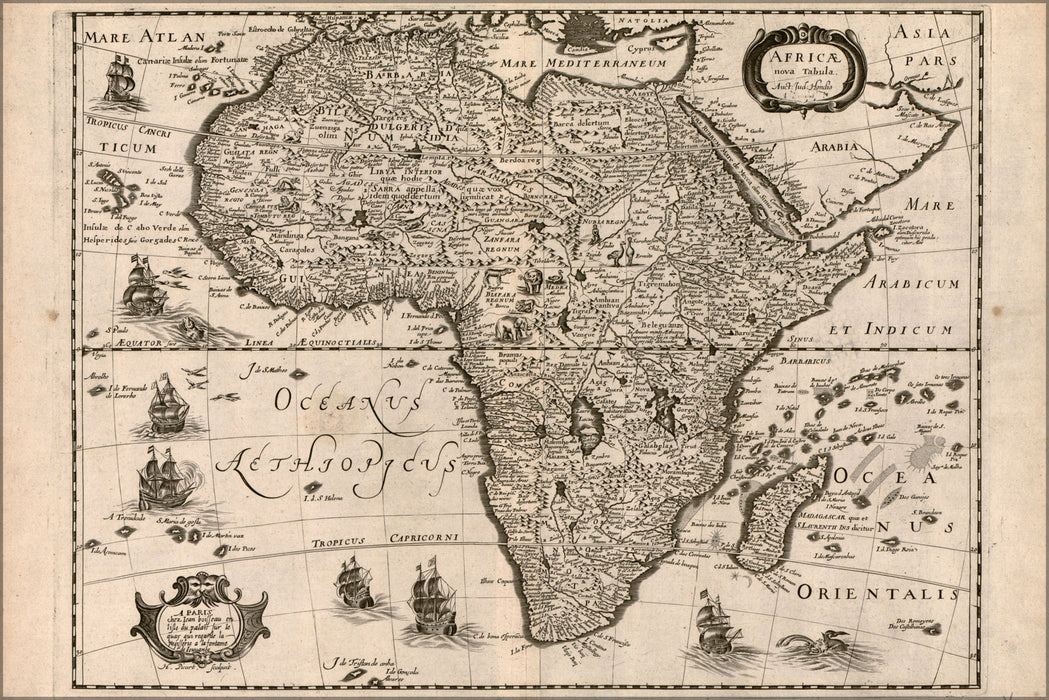 24"x36" Gallery Poster, Africae nova tabula map of africa 1640