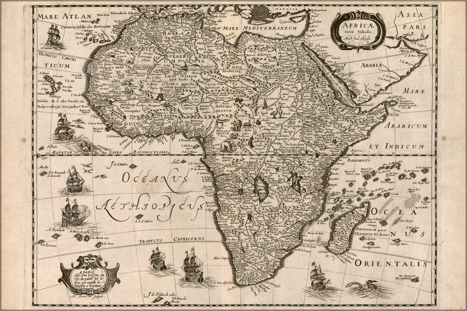 24"x36" Gallery Poster, Africae nova tabula map of africa 1640