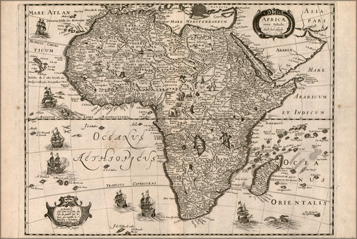 24"x36" Gallery Poster, Africae nova tabula map of africa 1640