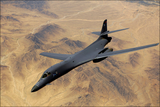 24"x36" Gallery Poster, Air Force B-1B Lancer aircraft over afghanistan