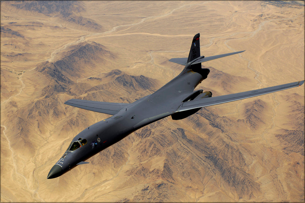 24"x36" Gallery Poster, Air Force B-1B Lancer stealth bomber aircraft