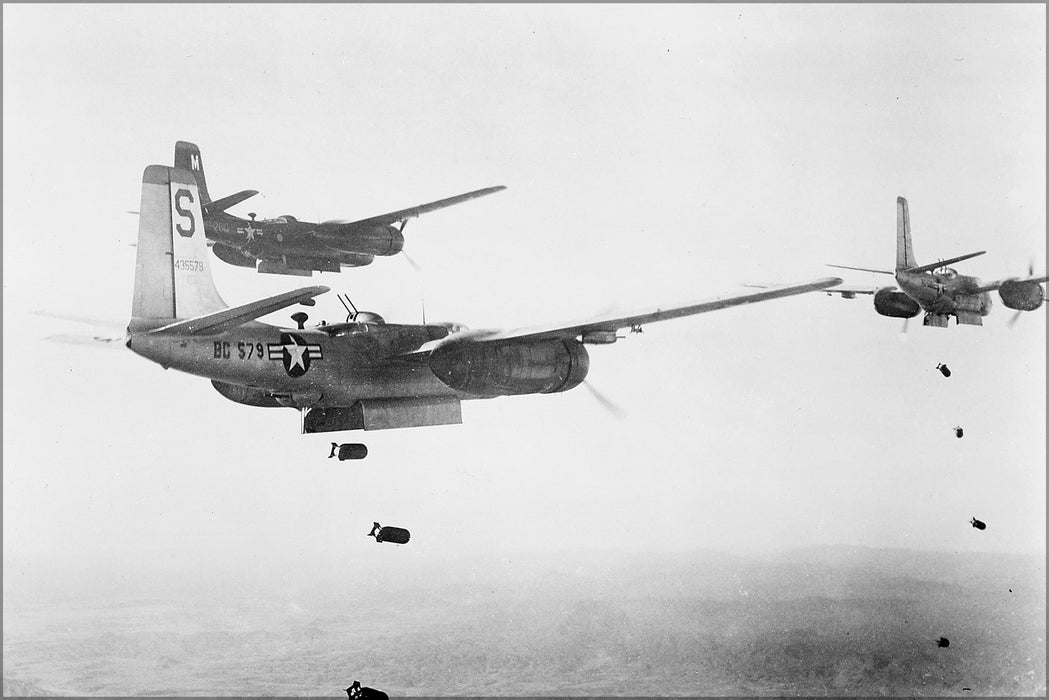 24"x36" Gallery Poster, Air Force B-26 Invader bombers oct 1951 korean war
