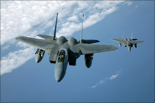 24"x36" Gallery Poster, Air Force F-15 Eagles formation Langley afb 2005