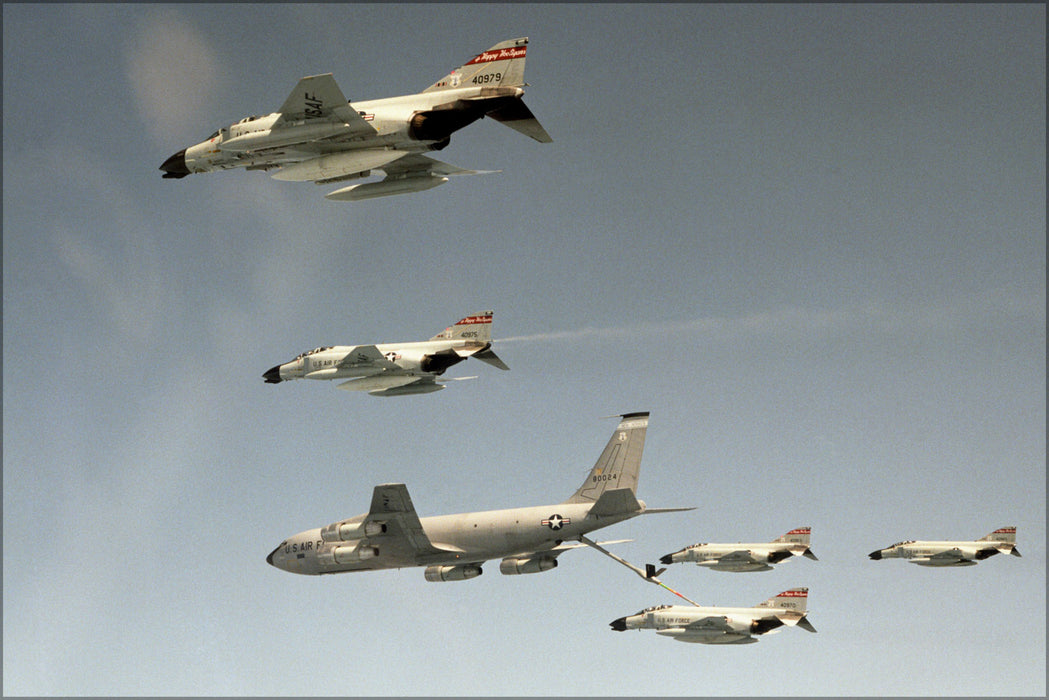24"x36" Gallery Poster, Air Force F-4D Phantom II Boeing KC-135E Stratotanker