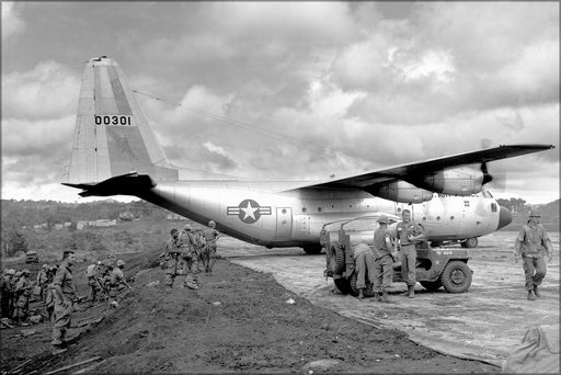 24"x36" Gallery Poster, Air Force Lockheed C-130B-LM Hercules Bam Bleh, Vietnam 1966