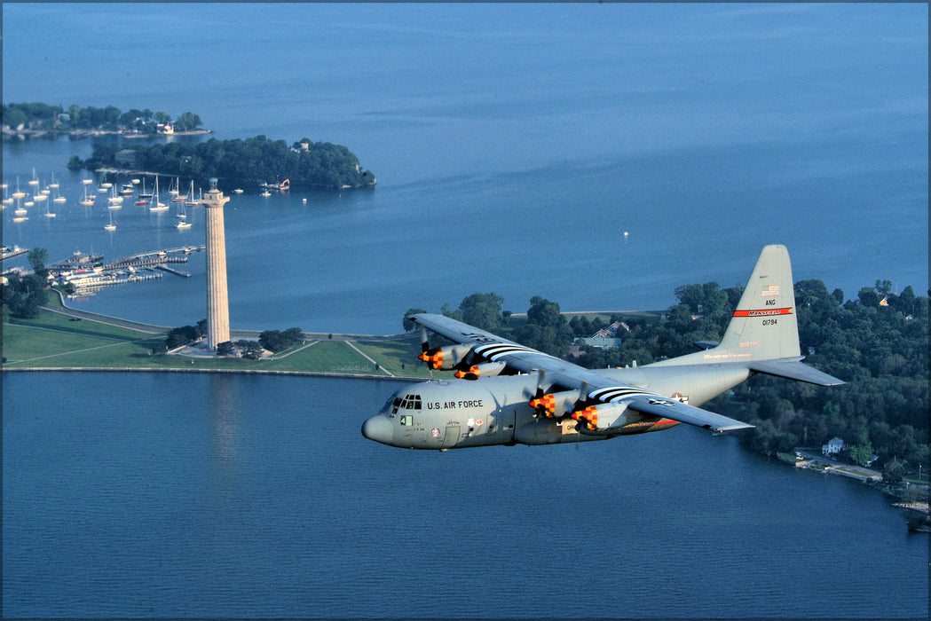 24"x36" Gallery Poster, Air Force Lockheed C-130H Hercules Ohio Air National Guard