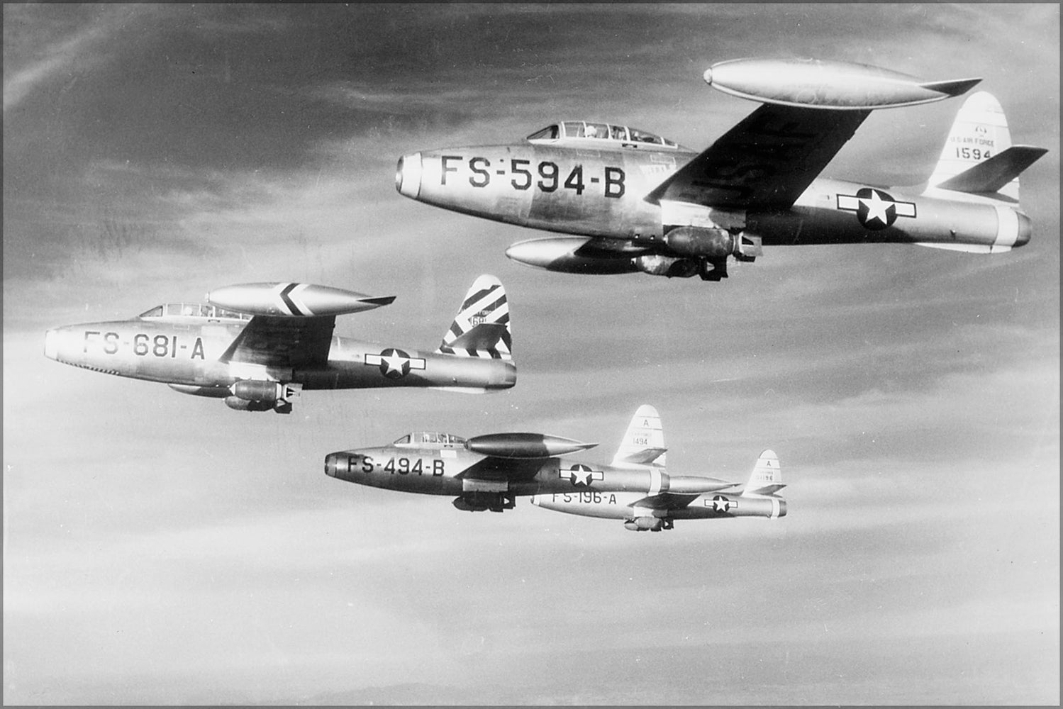 24"x36" Gallery Poster, Air Force Republic F-84E Thunderjet f-84 fighters korean war