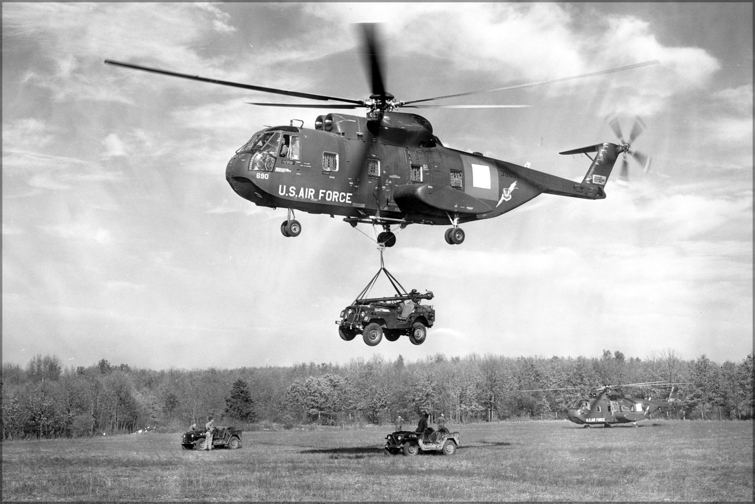 24"x36" Gallery Poster, Air Force Sikorsy CH-3C helicopter S-61R 1964