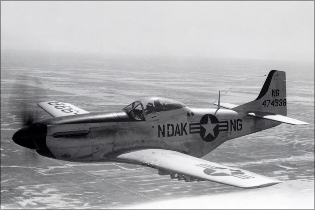 24"x36" Gallery Poster, Air Force p-51d Mustang North Dakota Air National Guard