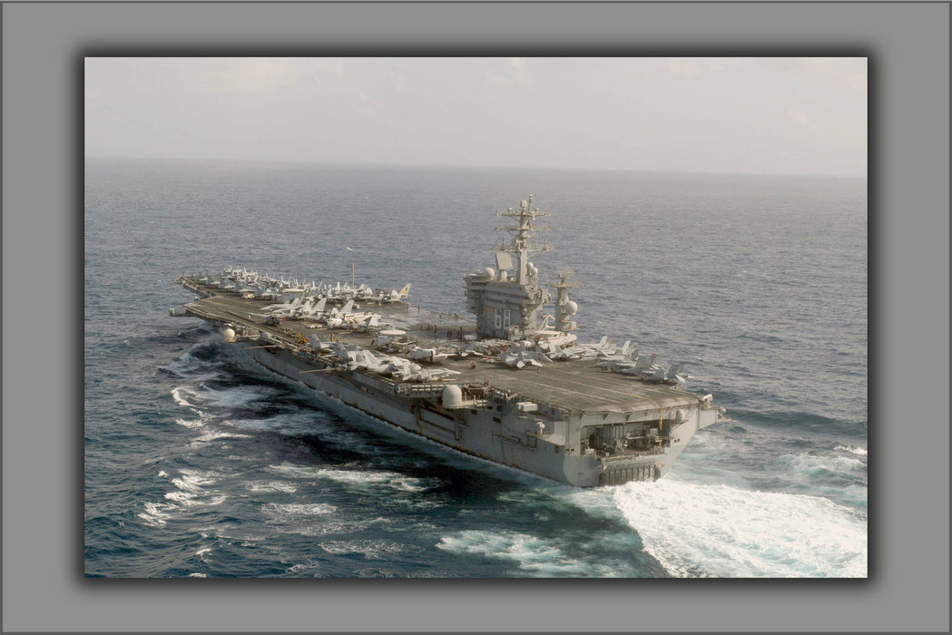 24"x36" Gallery Poster, Aircraft Carrier USS Nimitz (CVN 68) sails through the Indian Ocean