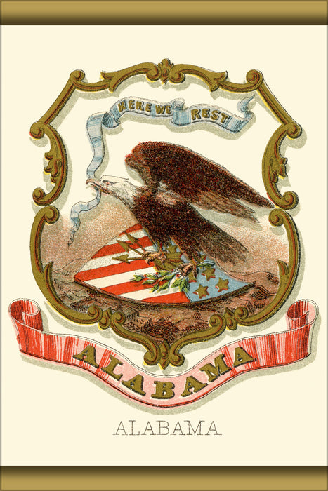 24"x36" Gallery Poster, Alabama state coat of arms (illustrated, 1876)
