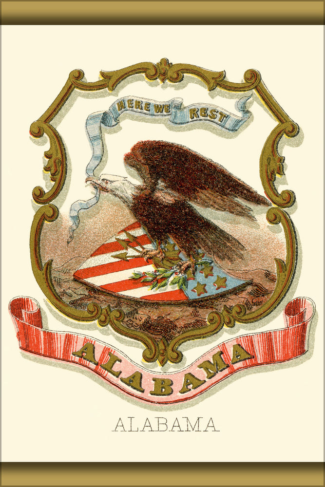24"x36" Gallery Poster, Alabama state coat of arms (illustrated, 1876)