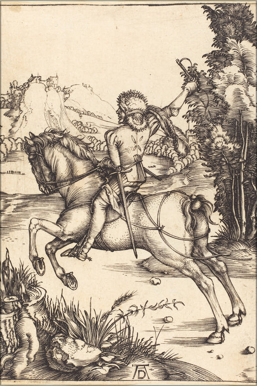 24"x36" Gallery Poster, Albrecht Durer The Little Courier NGA 1943.3.3456
