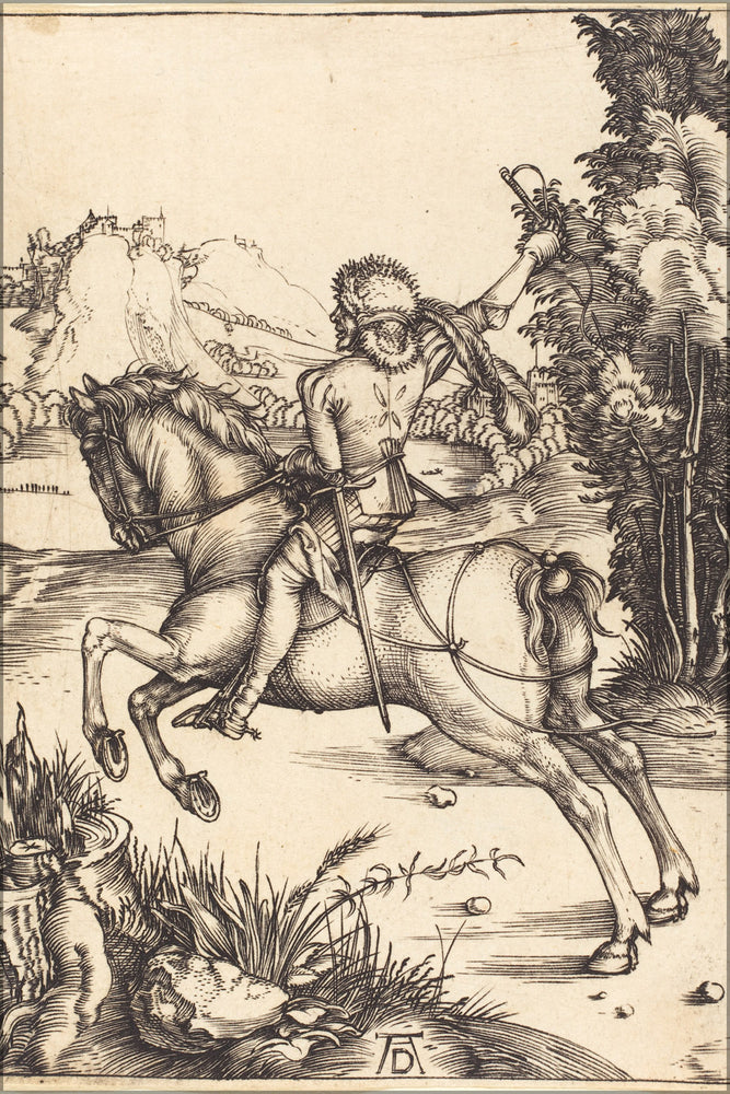 24"x36" Gallery Poster, Albrecht Durer The Little Courier NGA 1943.3.3456
