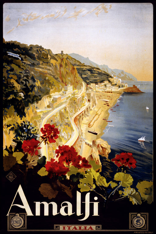 24"x36" Gallery Poster, Amalfi, italy travel poster for ENIT, 1910-1920