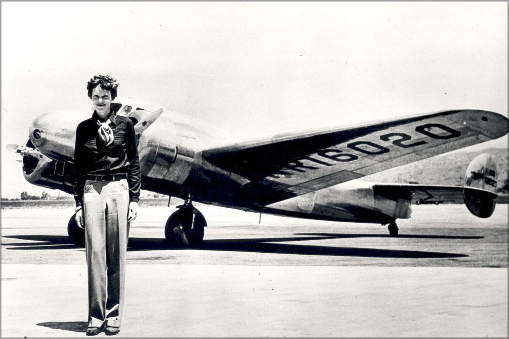 24"x36" Gallery Poster, Amelia Earhart with her Lockheed Electra July 1937