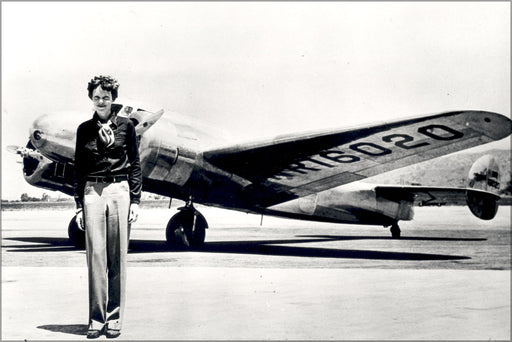 24"x36" Gallery Poster, Amelia Earhart with her Lockheed Electra July 1937