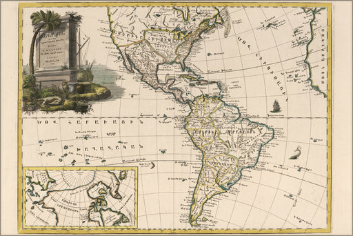 24"x36" Gallery Poster, Amerika map of america & united states 1787 in armenian