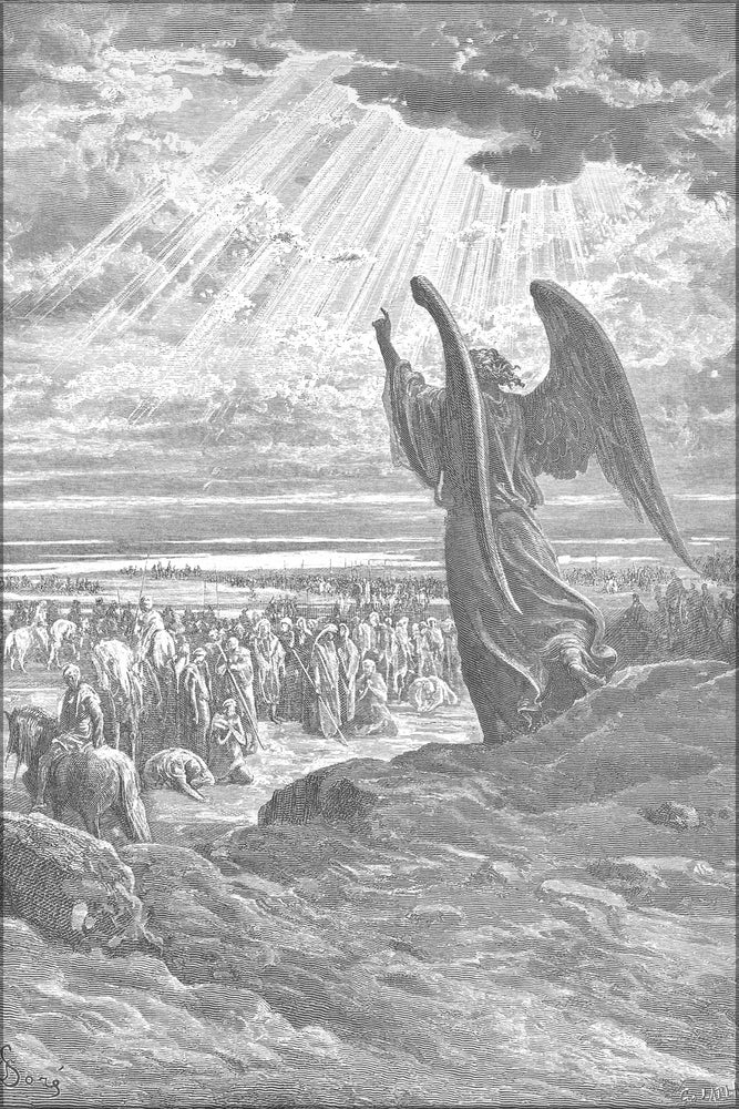 24"x36" Gallery Poster, An Angel Appears to the Israelites (Josh. 59-15) 1866