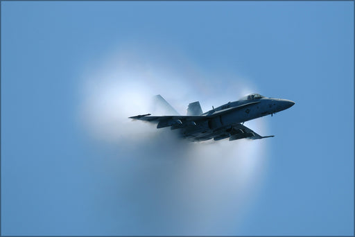 24"x36" Gallery Poster, An FA-18 Hornet, piloted by Lt. Cmdr. James Montgomery, of Yukon, Okla., reaches the sound barrier during a supers