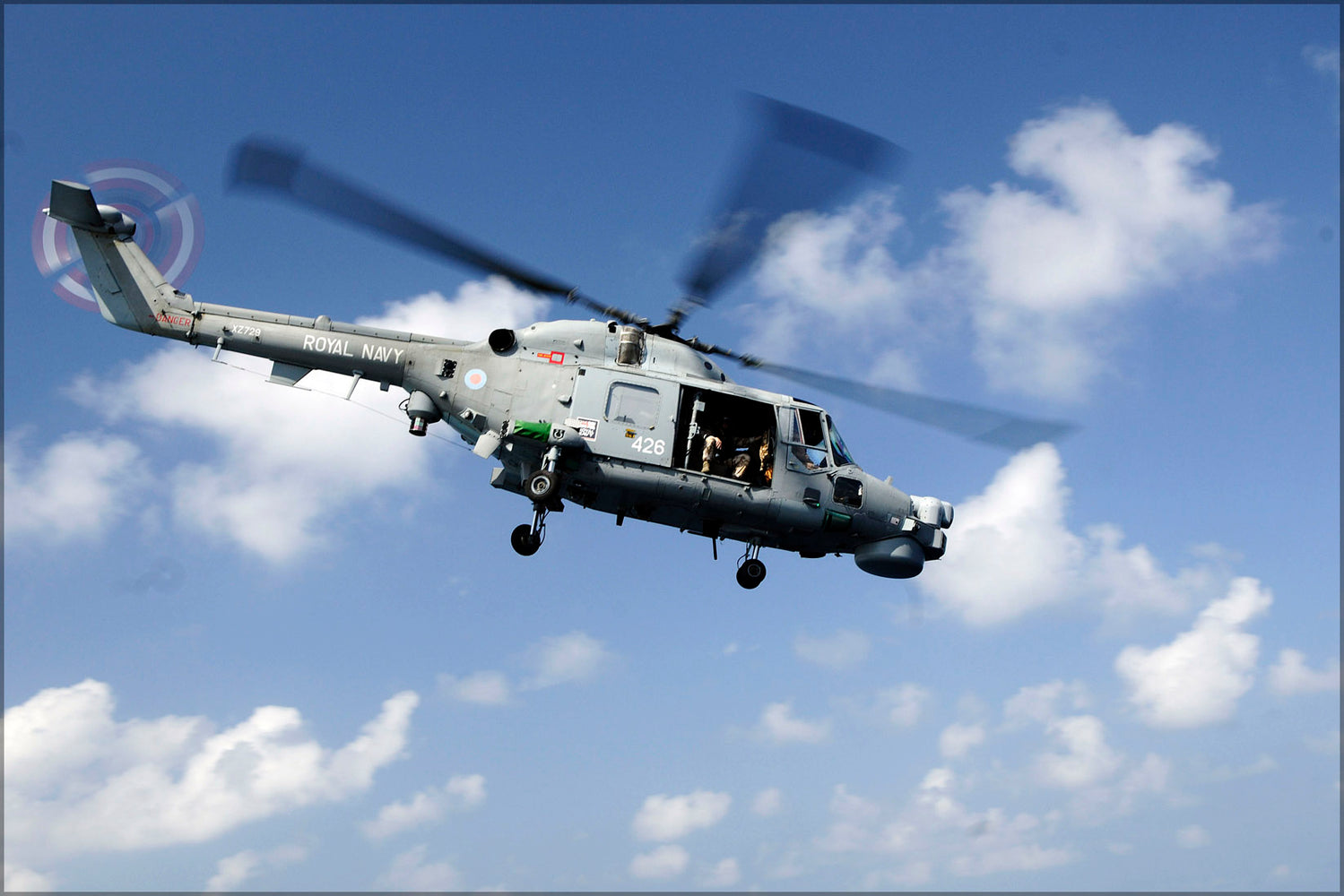 24"x36" Gallery Poster, An Osprey helicopter lifts off from the flight deck of USS Mahan