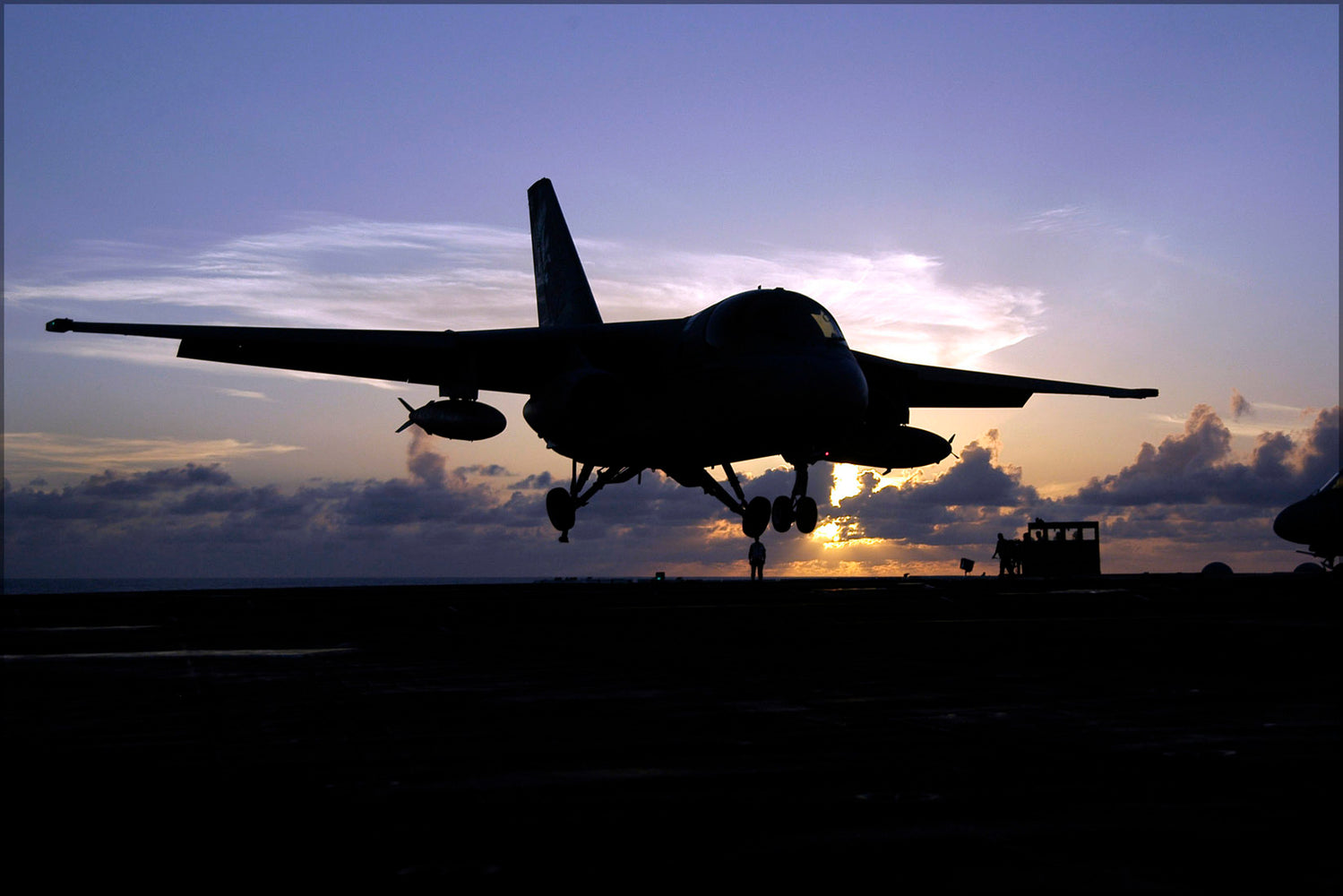 24"x36" Gallery Poster, An S-3B s-3 Viking comes in for an arrested landing aboard the aircraft carrier USS Kitty Hawk (CV 63) in the west