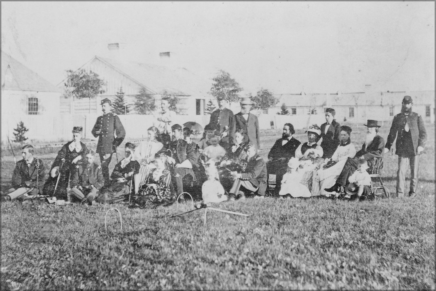 24"x36" Gallery Poster, An afternoon of croquet. Ladies, gentlemen, and children on the lawn at Fort Bridger, Wyo. Terr., ca. 1873