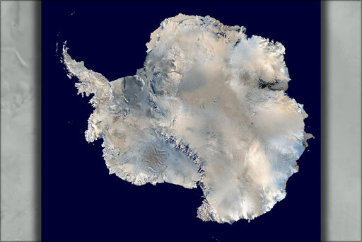 24"x36" Gallery Poster, Antarctica orthographic map from NASAs Blue Marble data set