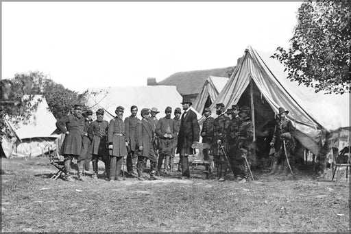 24"x36" Gallery Poster, Antietam, Md. President Lincoln with Gen. George B. McClellan and group of officers