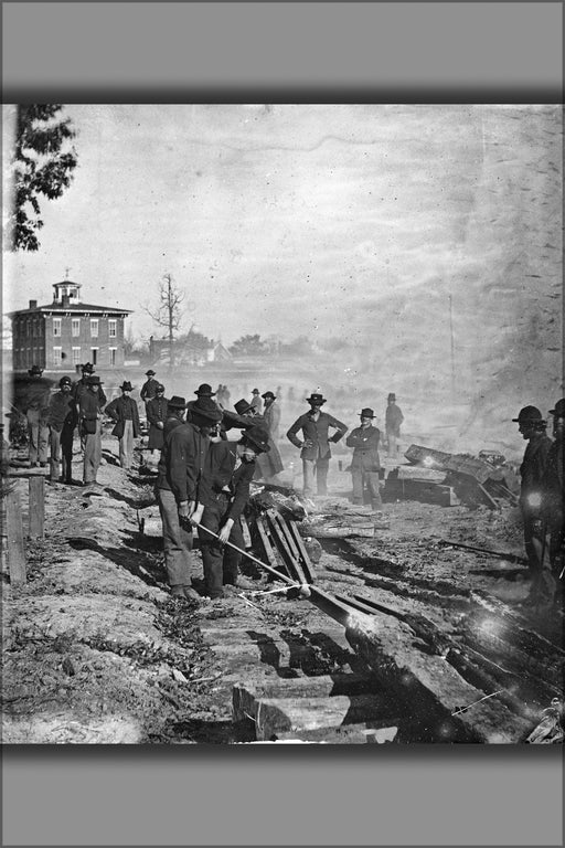 24"x36" Gallery Poster, Atlanta, Georgia. General Sherman's men destroying railroad 1864