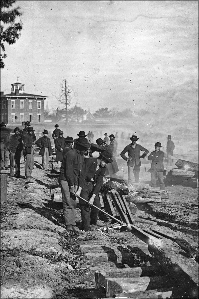 24"x36" Gallery Poster, Atlanta, Georgia. General William Tecumseh Sherman's Men Destroying Railroad during Sherman's March 1864