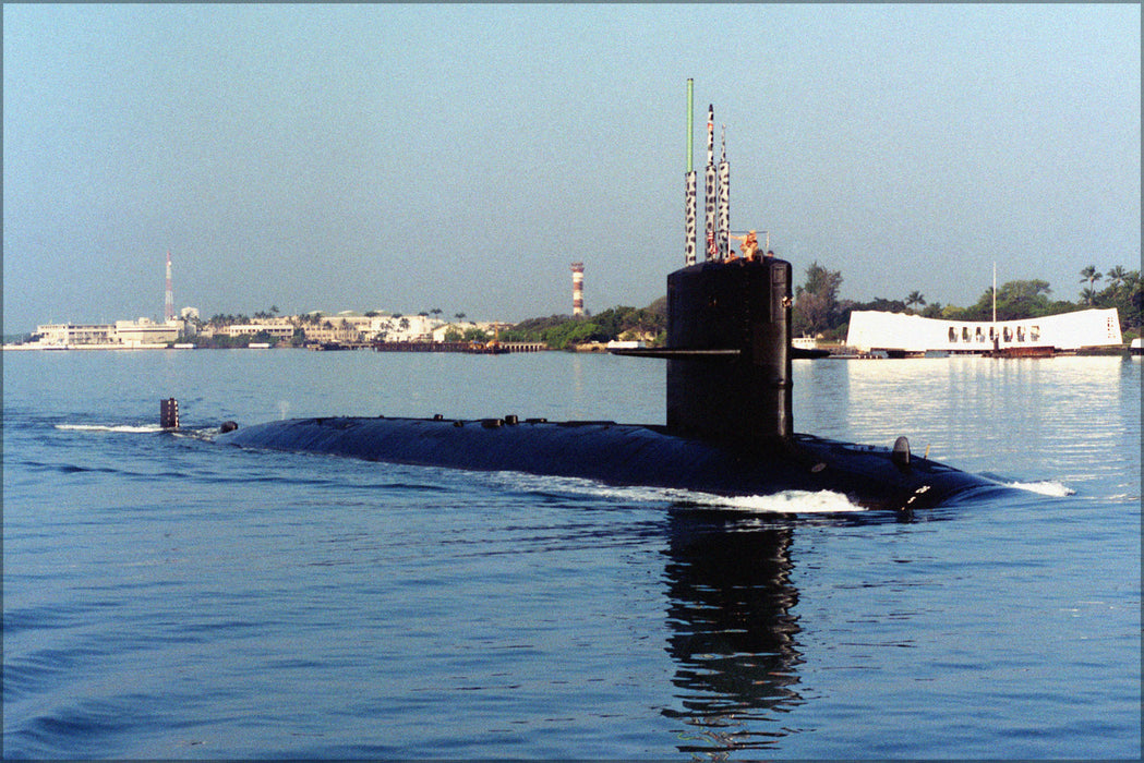 24"x36" Gallery Poster, Attack Submarine, USS CAVALLA  exits Pearl Harbor, Hawaii