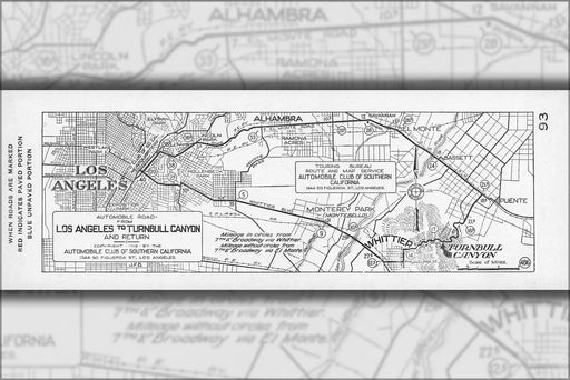 24"x36" Gallery Poster, Automobile road from Los Angeles to Turnbull Canyon and return, 1919 (AAA-SM-004709)