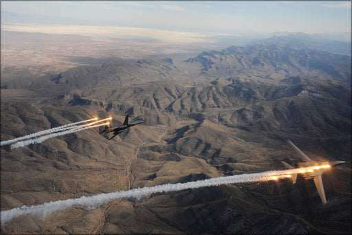 24"x36" Gallery Poster, B-1B Lancer bombers 28th Bomb Sqd, release chaff and flares