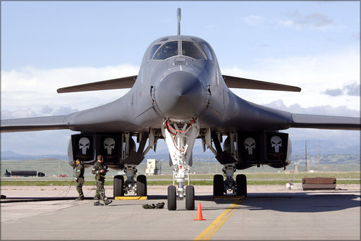 24"x36" Gallery Poster, B-1 Lancer stealth bomber inspection Ellsworth Air Force Base