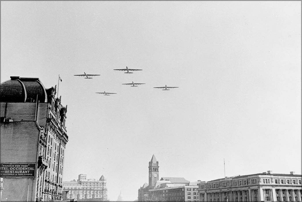 24"x36" Gallery Poster, B-36 peacemaker bombers, flying over Washington d.c. 1949