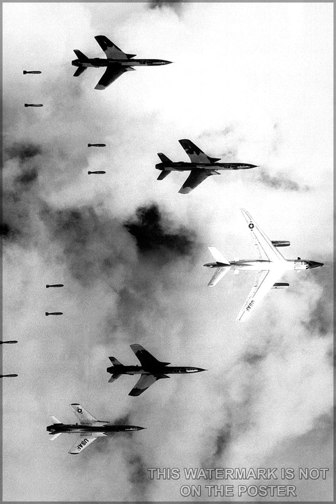 24"x36" Gallery Poster, B-66 Destroyer and F-105 Thunderchief pilots bomb north vietnam