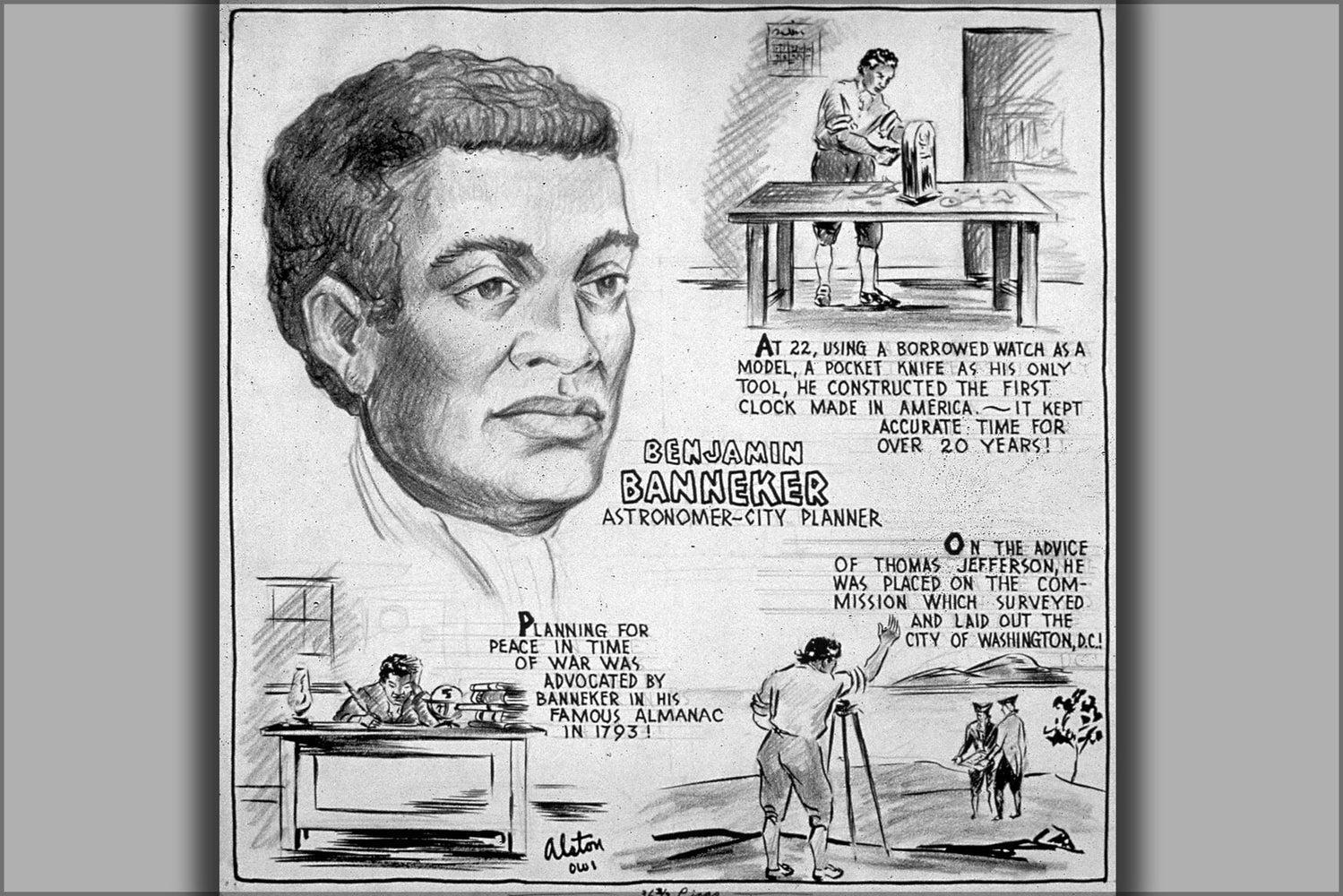 24"x36" Gallery Poster, BENJAMIN BANNEKER - ASTRONOMER-CITY PLANNER
