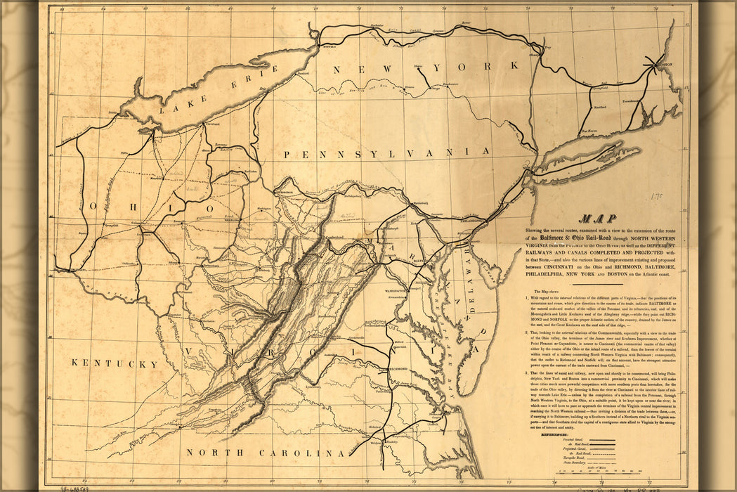 24"x36" Gallery Poster, Baltimore & Ohio RailRoad nw Virginia 1840